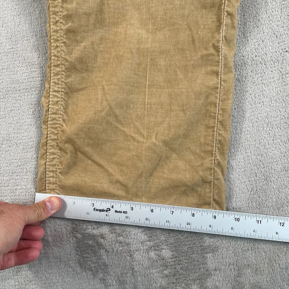 True Religion Ricky Relaxed Straight Pants Men 42x31 Beige Corduroy Logo Pockets